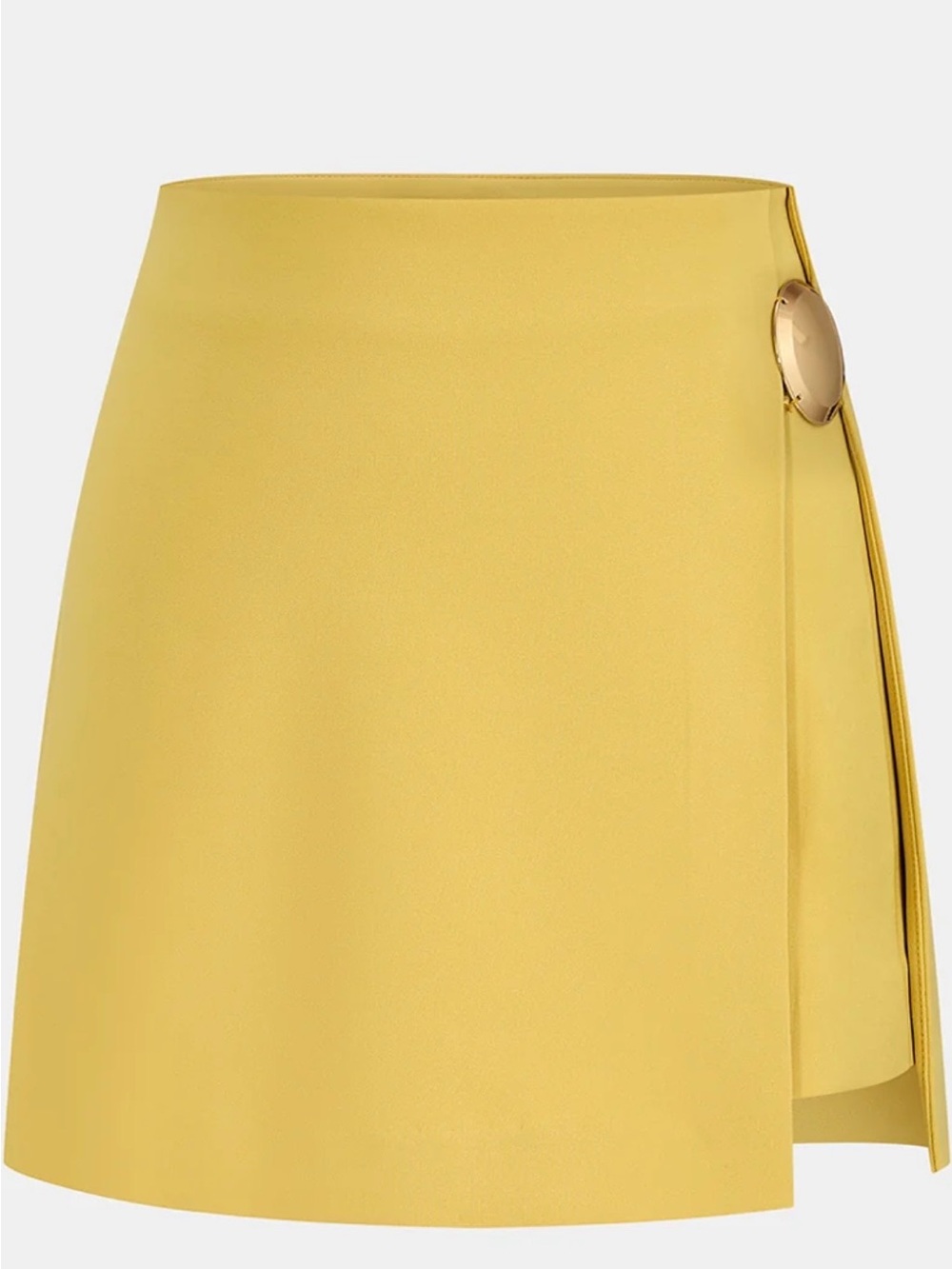 Commense- Yellow Mini Skirt - Sleek Women's Wrap Skirt and Top - Picture 4 of 6